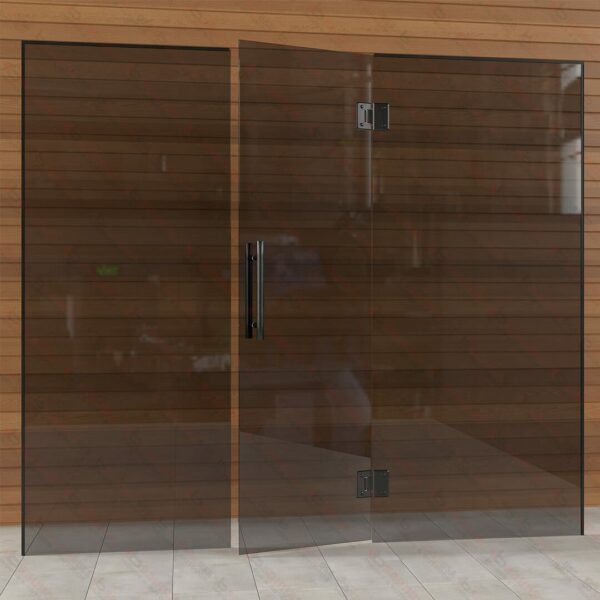 Sauna Glass Wall, Grey Glass, 8 Feet Wide - Image 2