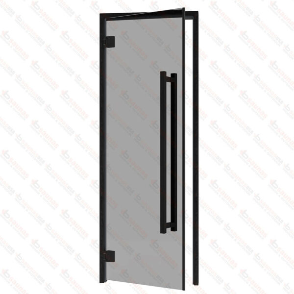 Aspen Black Frame Door Benelux Square, Grey Glass, 690x1890 mm (27 1/8" x 74 3/8")