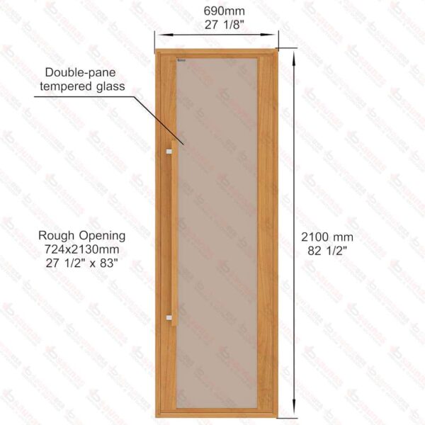 Etna Thermal Aspen Wood Framed Door, Bronze Glass, 690x2100 mm (27 1/8" x 82 3/4") - Image 4