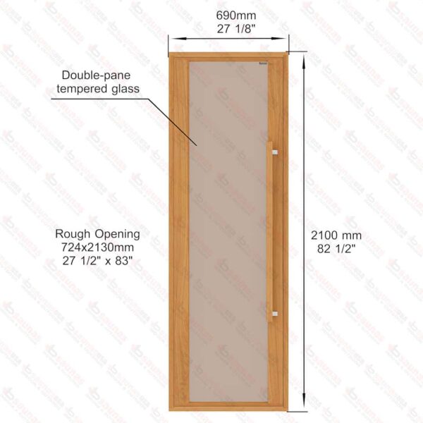 Etna Thermal Aspen Wood Framed Door, Bronze Glass, 690x2100 mm (27 1/8" x 82 3/4") - Image 8