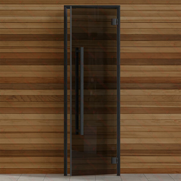 Aspen Black Frame Door Benelux Square, Grey Glass, 690x2090 mm (27 1/8" x 82 1/4") - Image 5