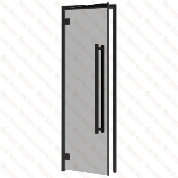 Aspen Black Frame Door Benelux Square, Grey Glass, 690x2090 mm (27 1/8" x 82 1/4")