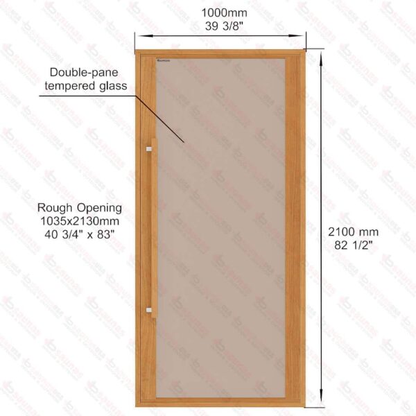 Etna Thermal Aspen Wood Framed Door, Bronze Glass, 1000x2100 mm (39 3/8" x 82 3/4") - Image 8