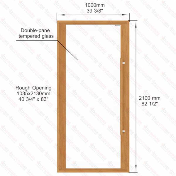 Etna Thermal Aspen Wood Framed Door, Clear Glass, 1000x2100 mm (39 3/8" x 82 3/4") - Image 4