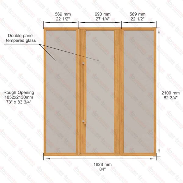 Sauna Glass Wall, ETNA, Bronze Glass, 6 Feet Wide - Image 3