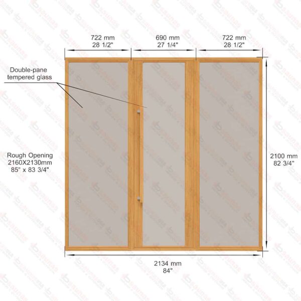 Sauna Glass Wall, ETNA, Bronze Glass, 7 Feet Wide - Image 3