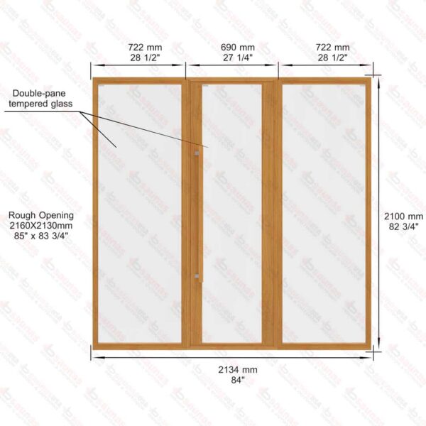 Sauna Glass Wall, ETNA, Clear Glass, 7 Feet Wide - Image 3