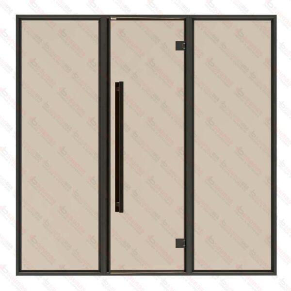 Sauna Glass Wall, Aluminum Framed, Bronze Glass, 7 Feet Wide