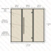 Sauna Glass Wall, Aluminum Framed, Bronze Glass, 7 Feet Wide - Image 3